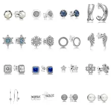 16 стилей, 925 пробы, серебряные серьги, крылья, снежинка, жемчуг, с полным кристаллом, серьги для женщин, Свадебная вечеринка, ювелирные изделия