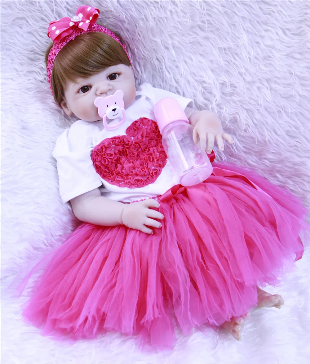 

22inch 55cm Full silicone Vinyl Princess Toddler Babies Dolls modeling Girls Birthday Gift Present Child Play House Toy