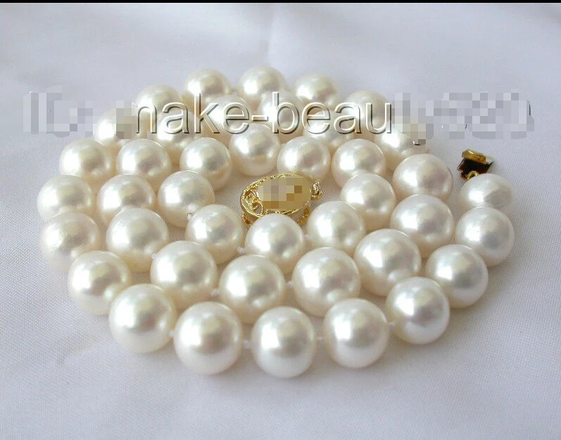 

stunning 11mm round white freshwater cultured pearl necklace s1255^^^@^Noble style Natural Fine jewe SHIPPING (C0309)