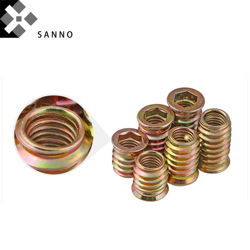 

30 Piece hexagon internal external tooth thread nut M6 / M8 / M10 furniture insert nuts for wood