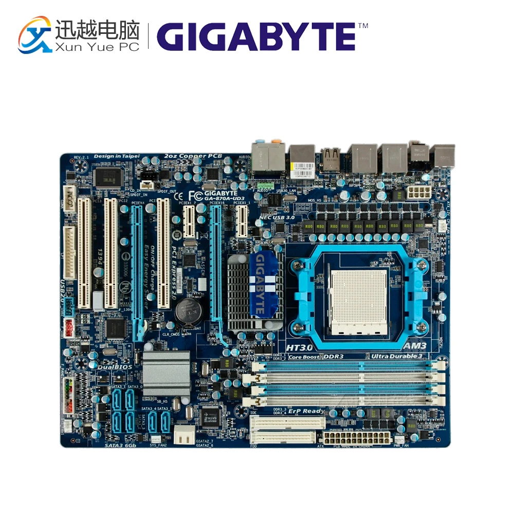 

Gigabyte GA-870A-UD3 Desktop Motherboard 870 Socket AM3 DDR3 SATA3 USB3.0 ATX