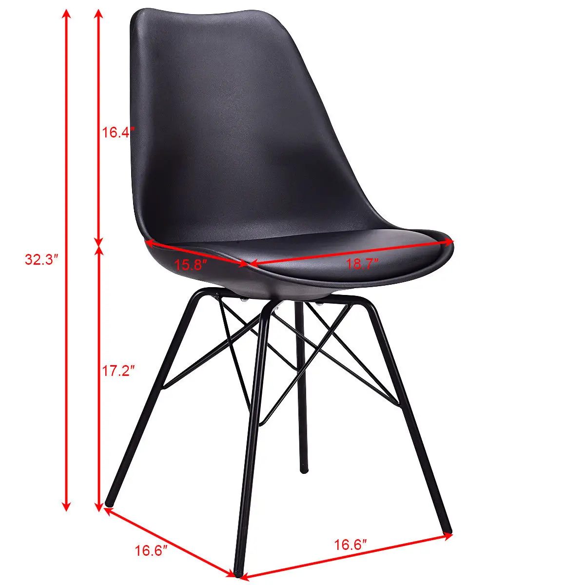 Giantex Set of 2pcs Dining Side Chair Upholstered Armless with Padded Seat Metal Legs Black Modern Home Furniture HW56508BK
