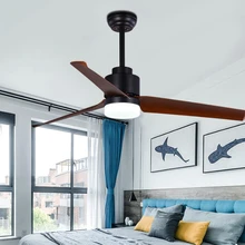 Винтажный светодиодный потолочный вентилятор для гостиной, 220 В, деревянные потолочные вентиляторы с подсветкой, 51 дюймовые лопатки, дистанционный вентилятор, лампа