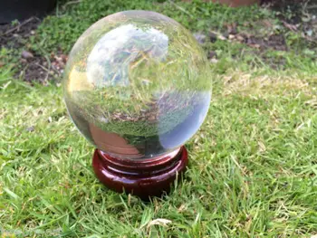 

QUARTZ CRYSTAL home decoration Fine 100mm Large crystal ball Glass ball with stand Mystical Pagan Garde
