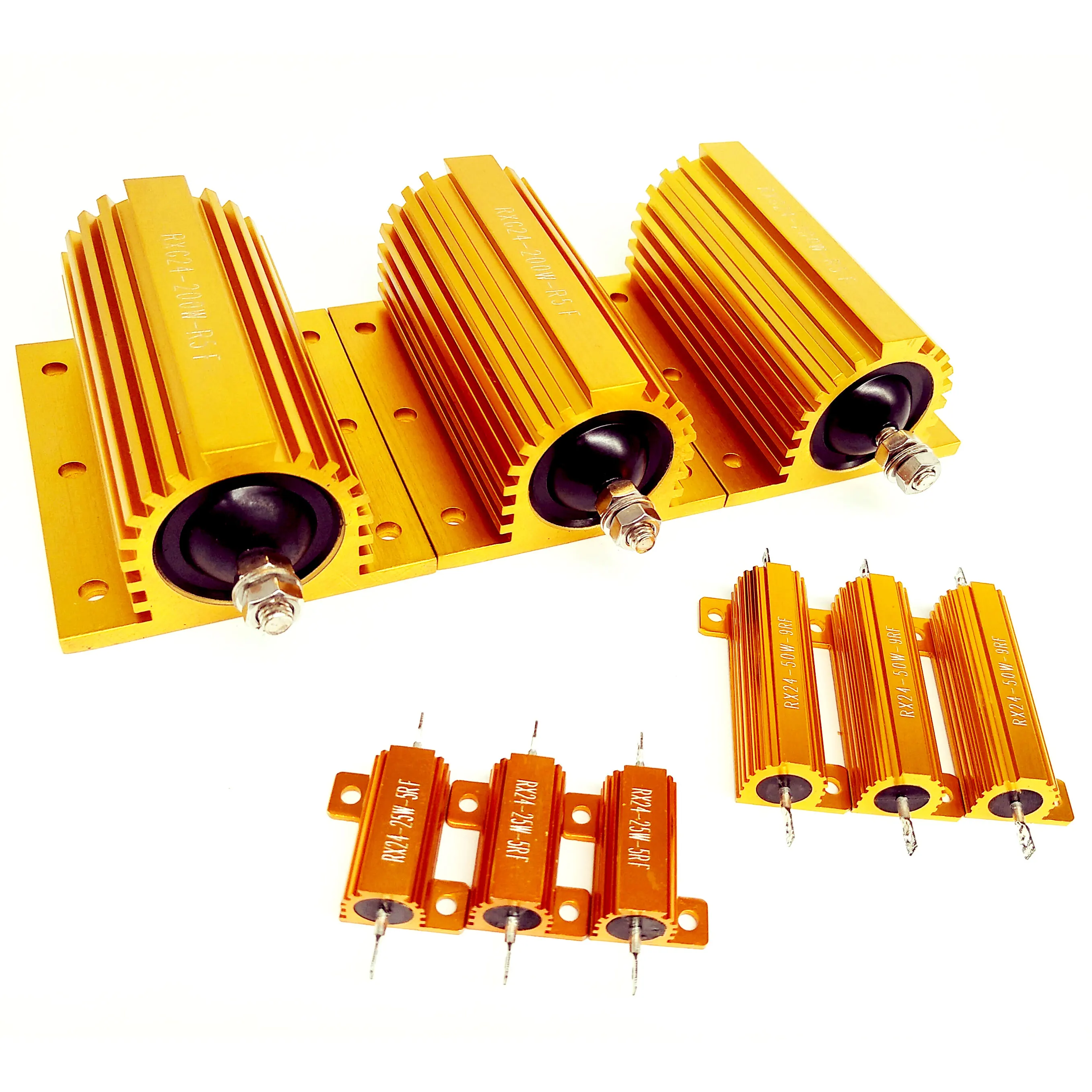 

2Pcs RX24 100W Watt 1R 2R 3R 4R 5R 6R 8R 10R 15R 20R 30R 40R 50R 100R 1K Ohm LED load resistor Aluminum Case Wirewound Resistor
