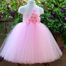 Розовое платье-пачка с цветочным рисунком для девочек; детское Пышное Платье-пачка из тюля «кроше»; бальное платье с повязкой на голову; Детский костюм для свадебной вечеринки; платье