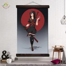 Chica japonesa Warrior Vintage Posters e impresiones desplazamiento pintura lienzo arte pared cuadros marco pintura decoración del hogar