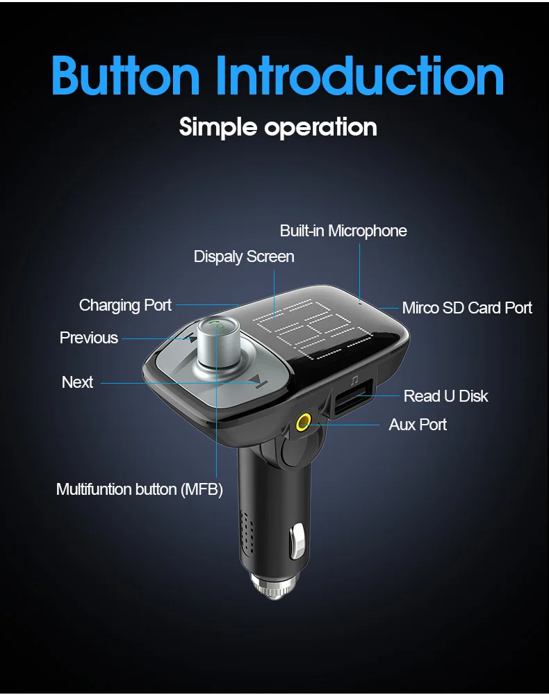 Автомобильный комплект громкой связи с Bluetooth, fm-передатчик, Bluetooth, Автомобильный MP3-плеер, прикуриватель, двойной USB, автомобильное зарядное устройство