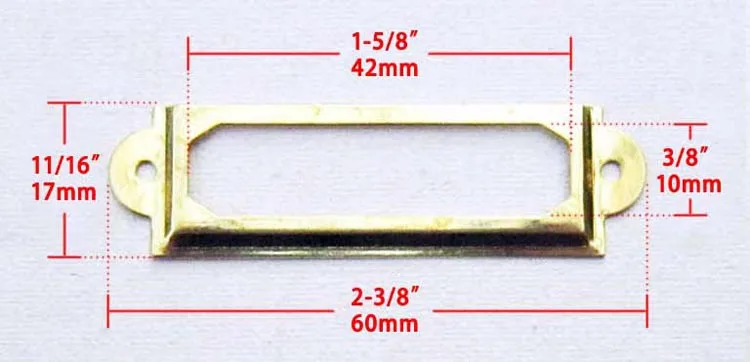 12 шт. античный латунный золотой металлический ярлык Потяните рамку ручка имя файла держатель для карт для мебели выдвижной ящик в шкафу Чехол Корзина 17*60 мм