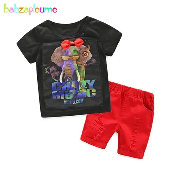 

babzapleume 2PCS/3-7Years/summer korean kids clothes baby boys suits cartoon cotton t-shirts+shorts children clothing set BC1502