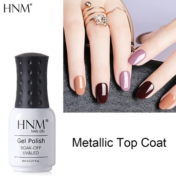 

HNM Gel Nail Polish Hybrid Color UV Gel Metal Effect Top Coat 8ML Soak Off Primer Varnish Metallic Lacquer Nails Art Manicure