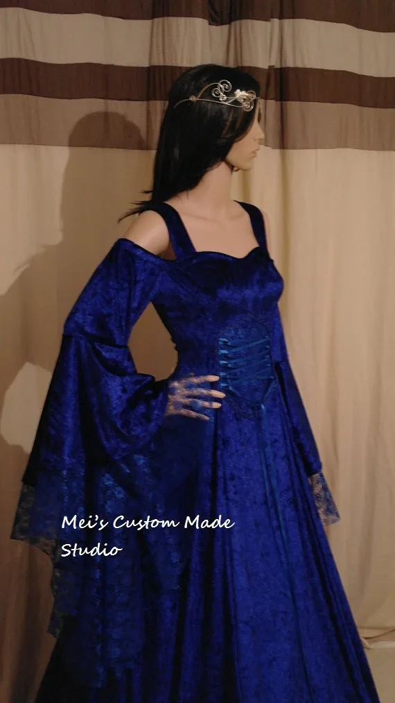 На заказ Королевский синий средневековый ручной работы Фэнтези театральная одежда платье костюм