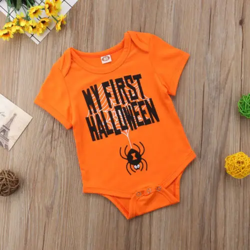 2018 MY FIRST HALLOWEEN Baby Boy Girl Romper Cotton Clothes Outfit Short Sleeve Cotton Costume Soft Clothing 0-18M