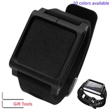 Smart Watchband For LunaTik For iPod nano6 Quality Soft Silicone Watch band Mens Black Rubber Strap With Frame