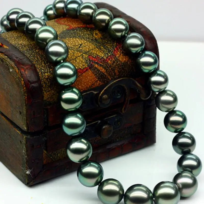 

ZHAO Tahitian black sea water pearl necklace is round Micro flaw 9-13mm