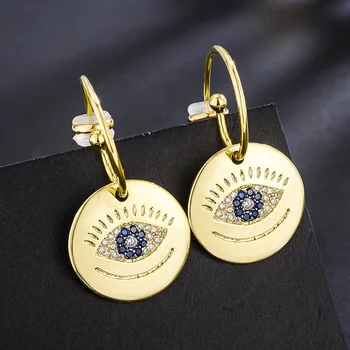 

UMGODLY New Arrival Devil's Eyes Drop Earring Gold Color Luxury Cubic Zirconia Style Women Fashion Jewelry