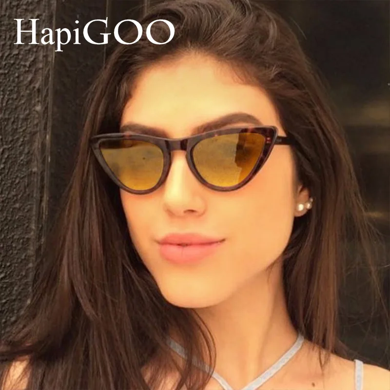 

HapiGOO 2019 New Brand Designer Lady Cat Eye Sunglasses Women Clear Lens Sun Glasses For Female UV400