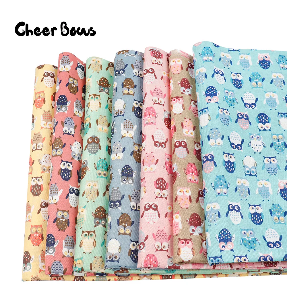 50*150CM Cute Owl Printed Fabrics Cartoon Print Fabrics For Clothing