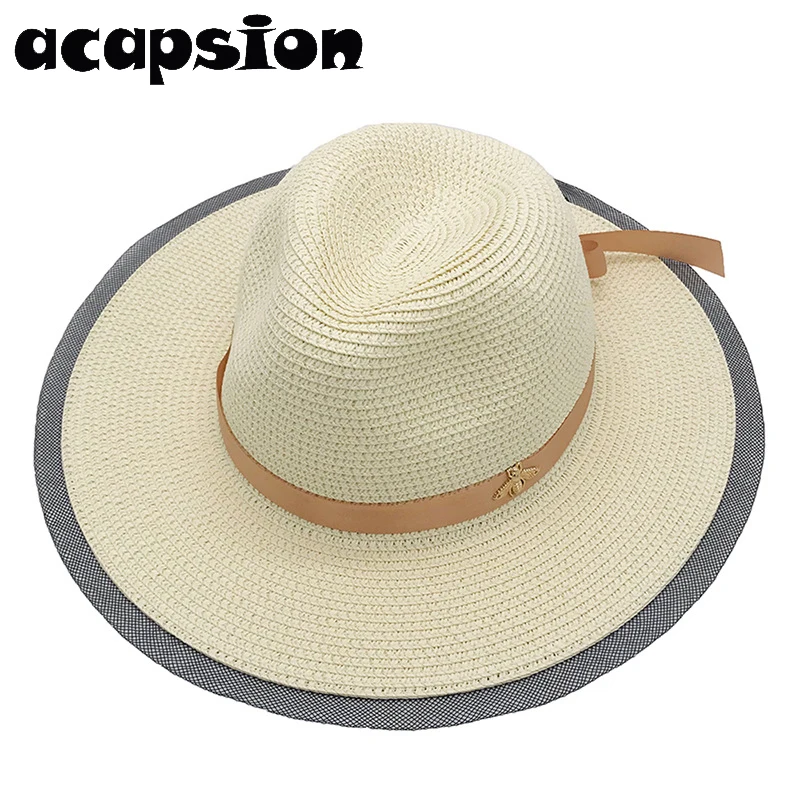 

Sun Hats For Women Pink Beige Floppy Sun Protection Caps For Ladies Summer Hats For Beach Sombreros Mujer Verano Sun Visors A062