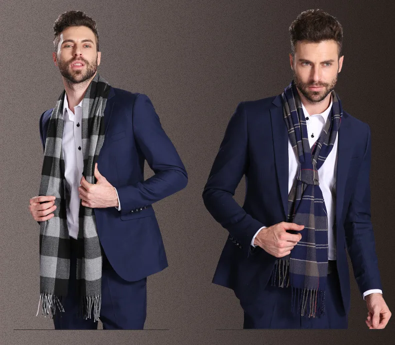 2021 New Europe Fashion Shawl Scarves Men Winter Warm Tartan Designer Scarf Business Sjaal Plaid Cotton Wraps Bufanda Foulard