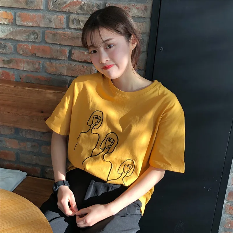 YouGeMan Spring Summer T-shirt Femme 2019 Korean Style Ulzzang Harajuku Bf Cartoon Lovely Short Sleeve T-shirts For Women Tees YouGeMan Spring Summer T-shirt Femme 2019 Korean Style Ulzzang Harajuku Bf Cartoon Lovely Short Sleeve T-shirts For Women Tees