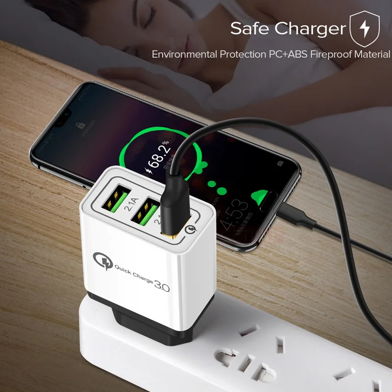 GETIHU 18 W سريعة تهمة 3.0 2.1A شاحن USB متعدد سريع الاتحاد الأوروبي التوصيل محول حائط QC 3.0 شحن الهاتف المحمول ل فون X 7 سامسونج