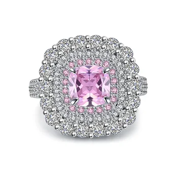 

BeUrSelf Zircon Ring Micro Pave Pink Crystal Luxury Bijoux Femme Wedding Bridal Jewelry for Women Party Universary Dropshipping
