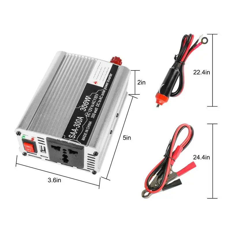300 Вт Мощность инвертор автомобиля DC 12 В к AC 110 конвертер с 5 В/0.5A USB Зарядное