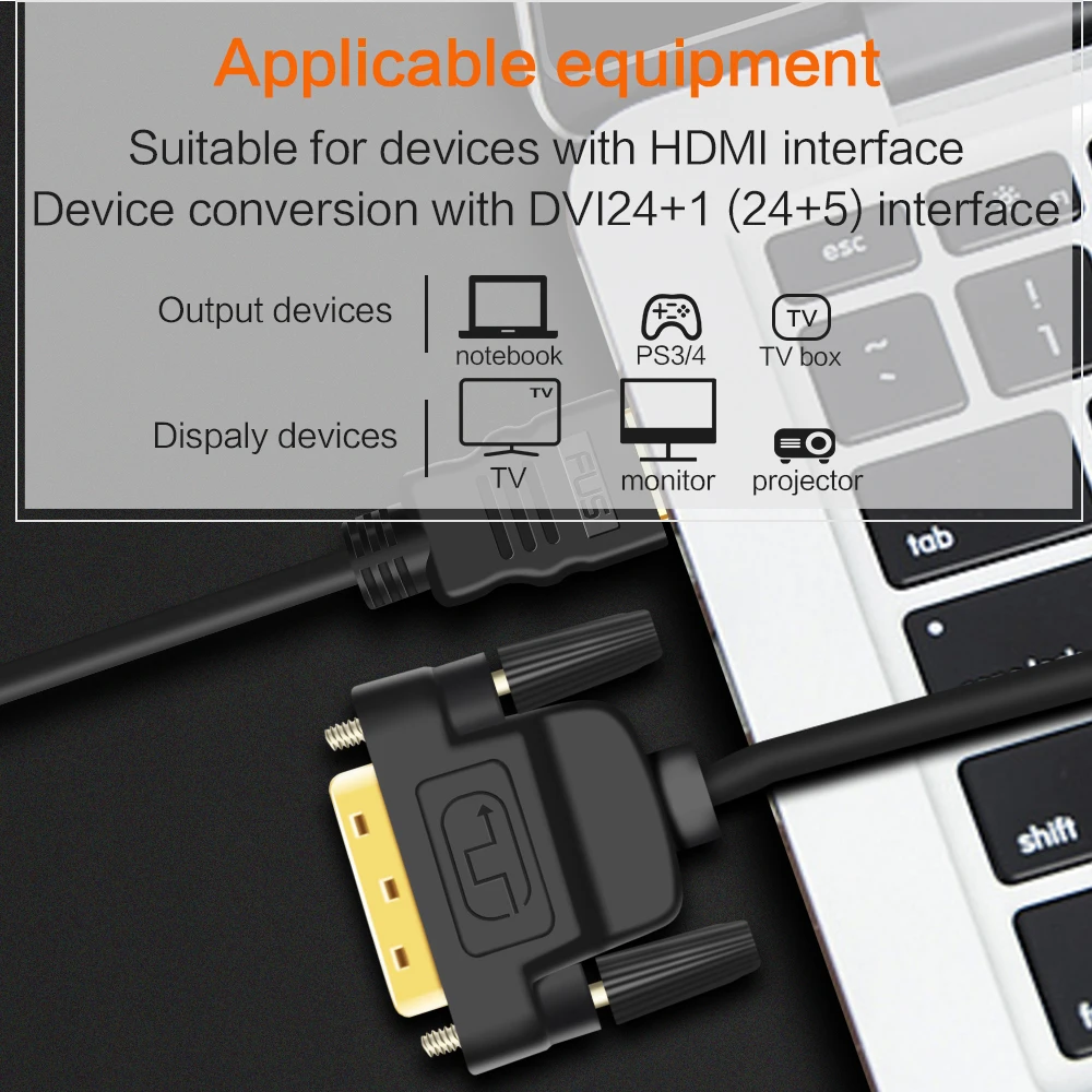 3D 1080P кабель HDMI-DVI адаптер DVI-D 24+ 1 pin папа-папа позолоченный для монитора HDTV проектора PS4 2 м 3 м 5 м DVI к HDMI