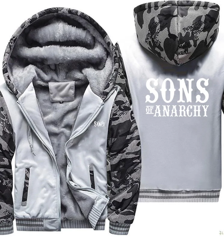 Мужская зимняя флисовая толстовка SOA Sons of толстовки анархия утепленное