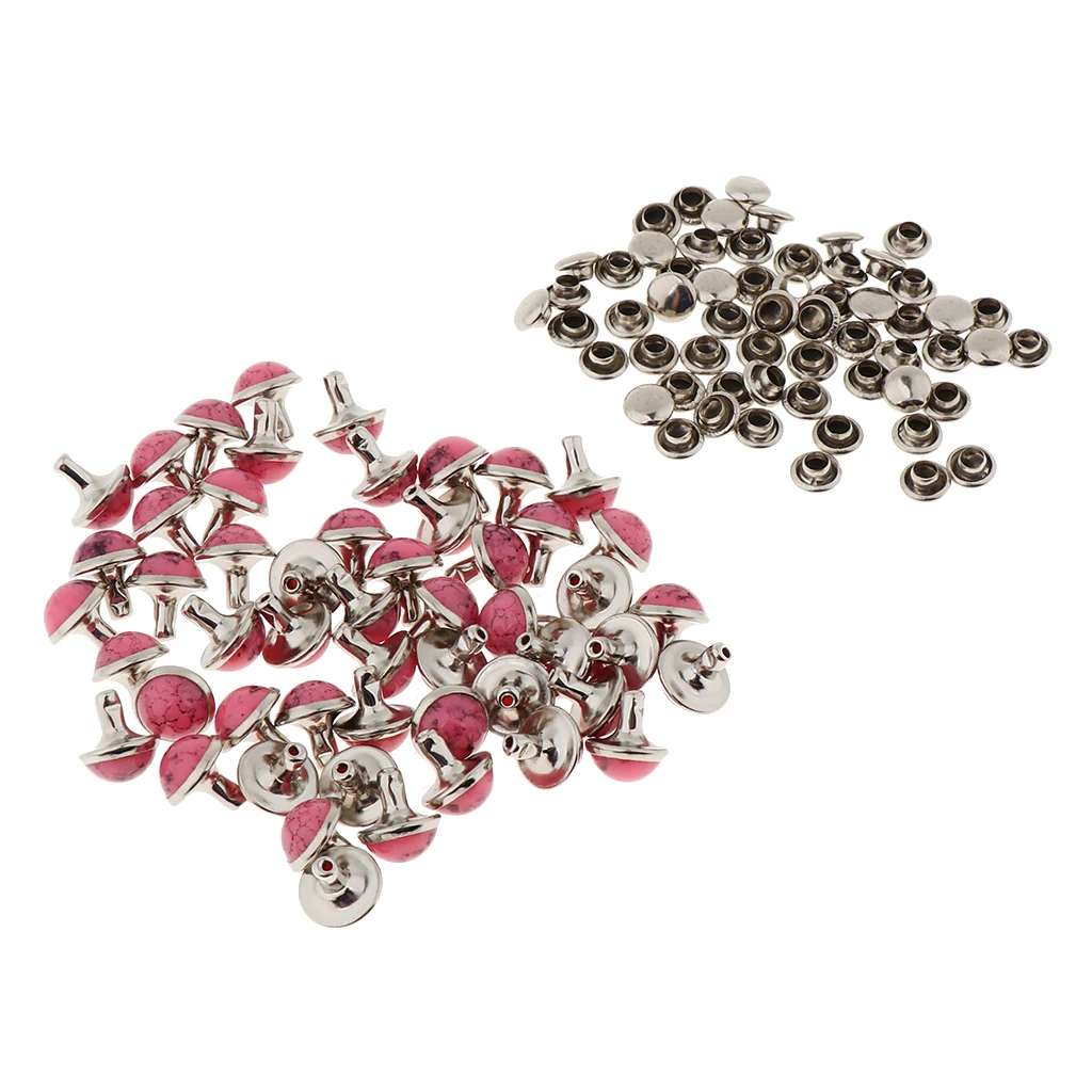 50 Sets Round Turquoise Rapid Rivets Stud for DIY Leather Craft Decoration