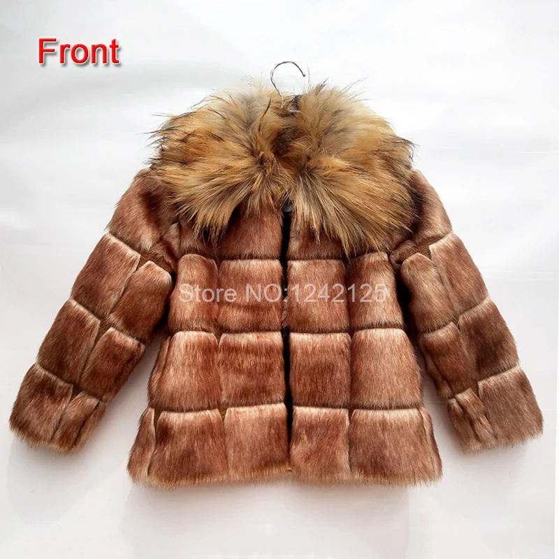 

Autumn winter children kids boy girl chequer faux Fox coat raccoon rabbit faux fur coat jacket clothing outerwear coats overcoat
