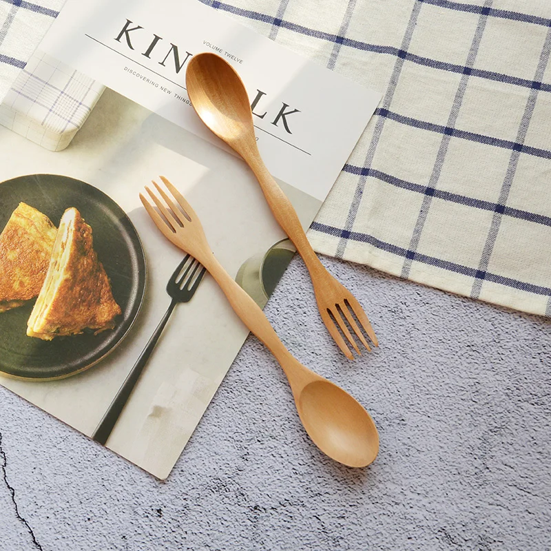 Простой стиль Бамбуковый Spork многоразовый Мультифункциональный деревянный