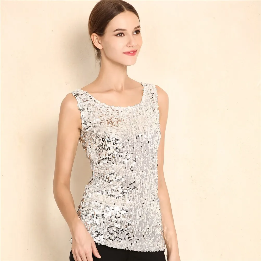 

Fashion Women Sexy Loose Off Shoulder Sequin Glitter Blouses Summer Casual Shirts Vintage Streetwear Party Tops