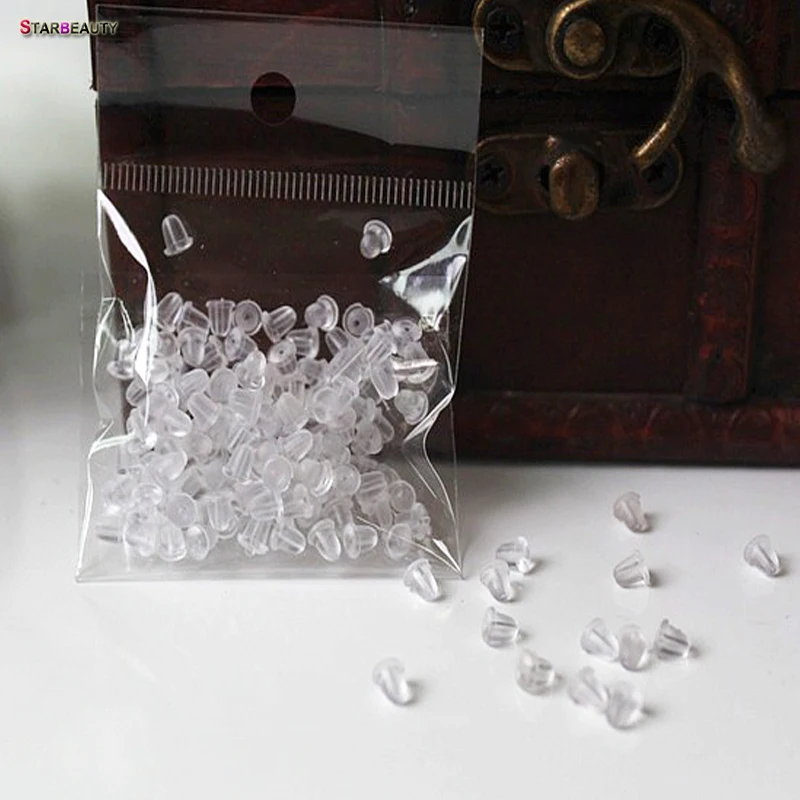 

100 pcs Rocket Clear Silicone Earnuts Stud Earring Back Stoppers Accessories Ear Post Nuts Rubber DIY Jewelry Findings Plug Cap