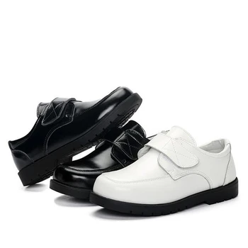 

Children Leather shoes Genuine leather Casual shoes Boys Girls Flats Students performing dance shoes Black White 02B