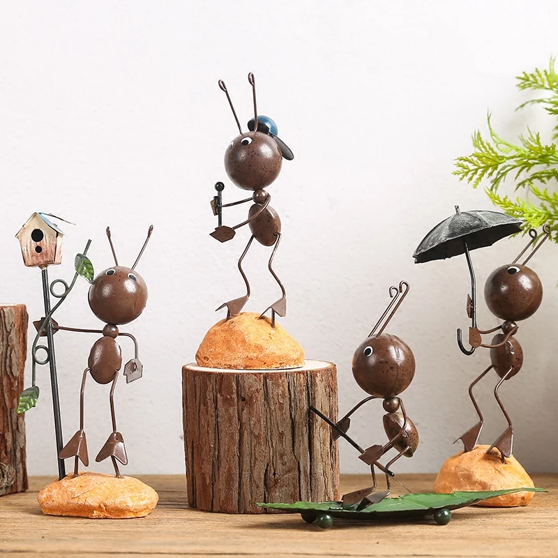 الإبداعية لطيف المطاوع الحديد النمل التماثيل مصغرة حديقة غرفة المعيشة غرفة خزانة النبيذ مجلس الوزراء الحيوان الحرف