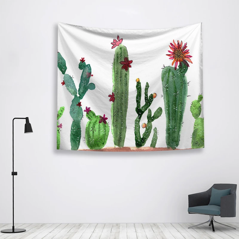 Гобелен с изображением хиппи кактуса, настенный гобелен, настенный гобелен, настенное одеяло, гобелен на окно, настраиваемый изголовье, вязаный кактус - Цвет: Cactus tapestry 15