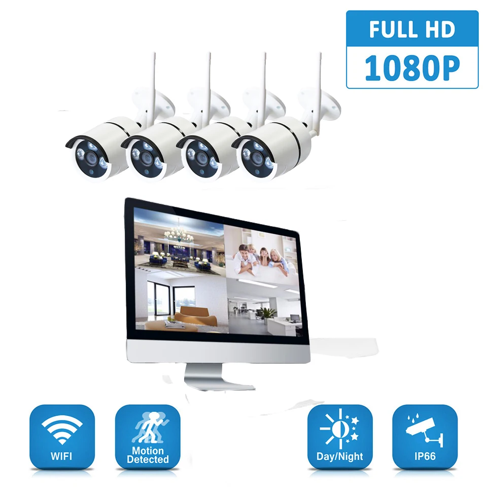 4CH 1080P Wireless Security Camera System 12\ 4CH 1080P Wireless Security Camera System 12\