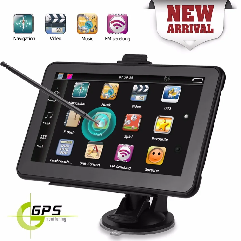 

Portable 7in Car GPS Navigation Touch Screen Car Truck Navigator 128MB 8GB Sat Nav with US AU EU Map Free Map