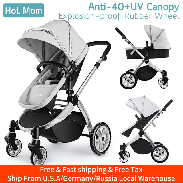 $US $259.00  Infant Toddler Baby Stroller CarriageHot Mom Stroller 2 in 1 pram seat with Bassinet889-Grey