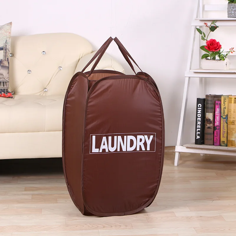 Foldable Pop Up Laundry Basket Washing Clothes Bag Hamper Nylon Mesh Storage Basket - Цвет: no mesh coffee