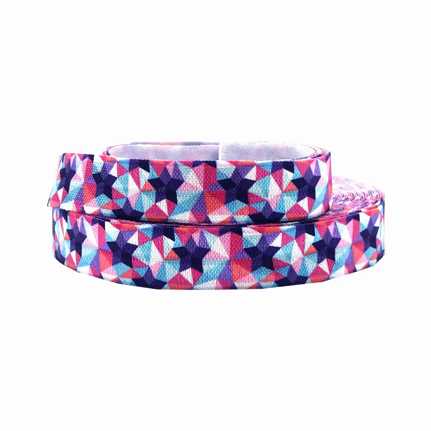 

Colorful Little Star Aztec Print Fold Over Elastic Ribbon 16mm Geometry FOE Webbing for Girls DIY Headwear Birthday Party 10yard