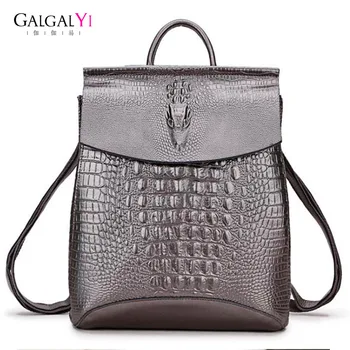 

2018 Vintage Women's Backpack mochila for High Quality mochila escolar Fashion Female Crocodile Prints Large Multifunctional Bag