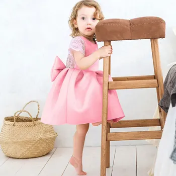 

Fashion Backless Baby Girl Dress Summer Princess Dress Lace Bow Baby Girl Dresses Wedding Party Newborn Dresses 6-24Months