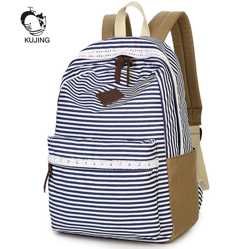 KUJIN Backpack Quality Canvas Student Backpack Luxury Large capacity