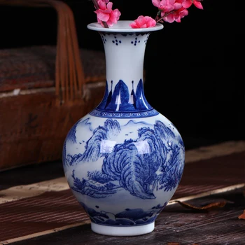 

ceramics antique porcelain vase flower of modern landscape Home Furnishing living room decoration decoration technology