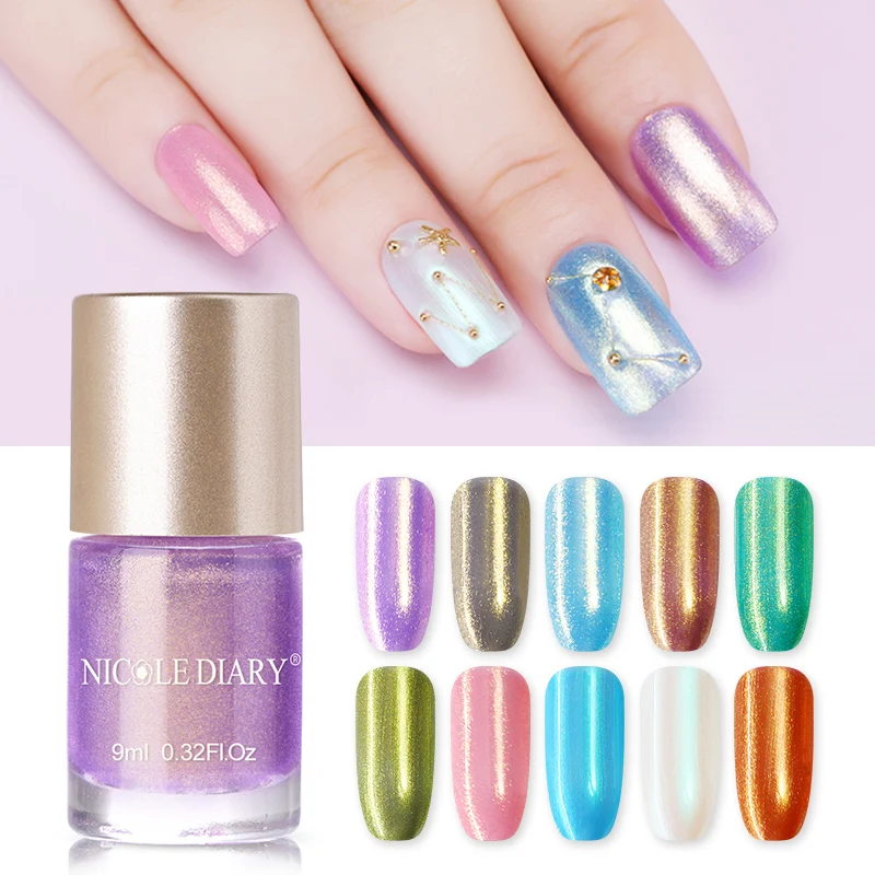 

NICOLE DIARY Nail Polish Pearl Nail Art Lacquer Varnish Water Based Manicure Tips Color Polish 9ml