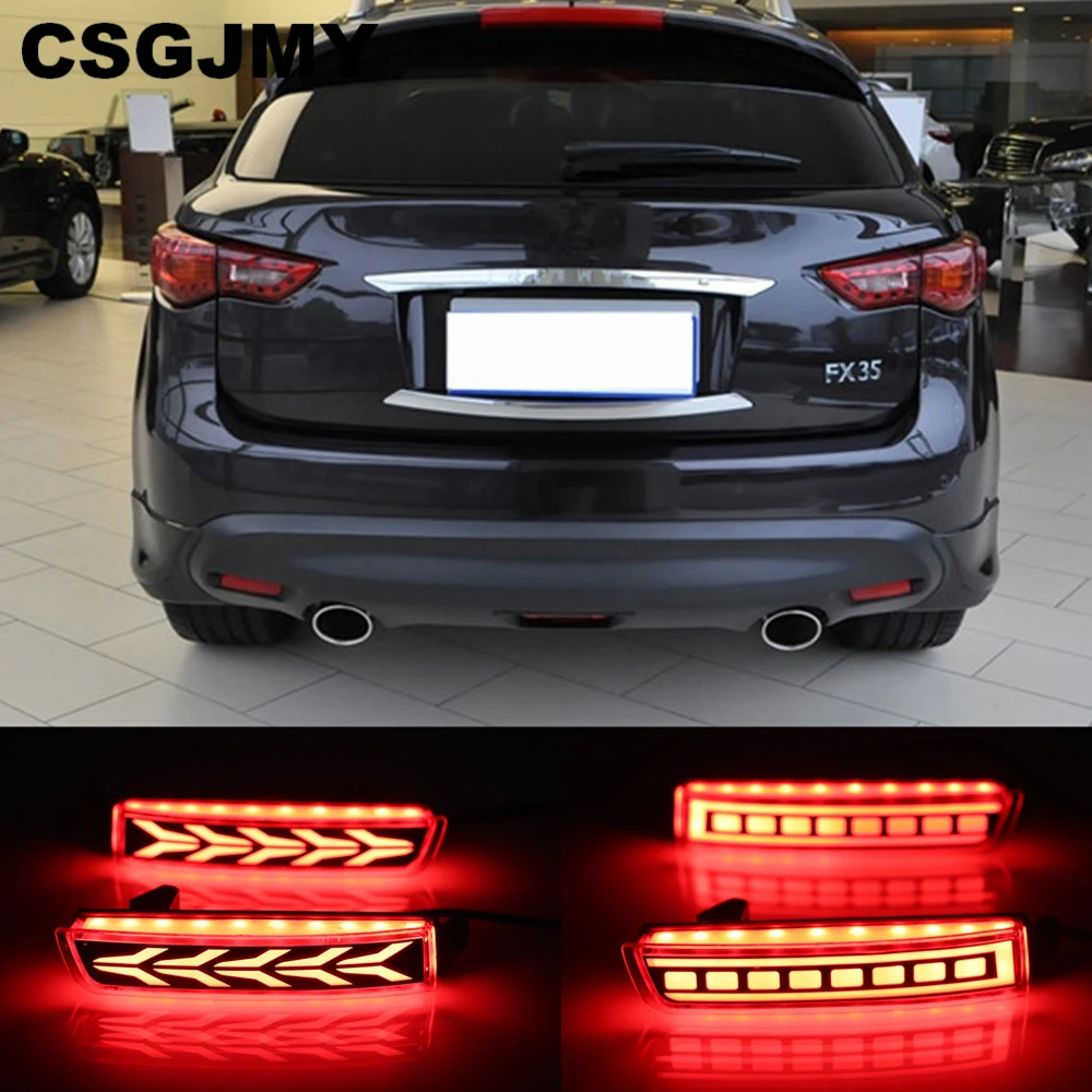 

CSGJMY 2PCS LED For Infiniti FX35 FX37 FX50 2009 2010 2011 2012 2013 Reflector Lamp Tail Rear Fog Lamp Bumper Light Brake Light