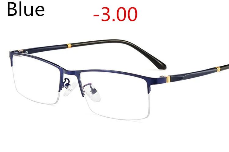 Модные Бизнес при близорукости титановые оправы HD Смола готовая близорукость очки Мужчины Женщины оптические очки для близоруких от-1,00 до-5,00 - Цвет оправы: Blue